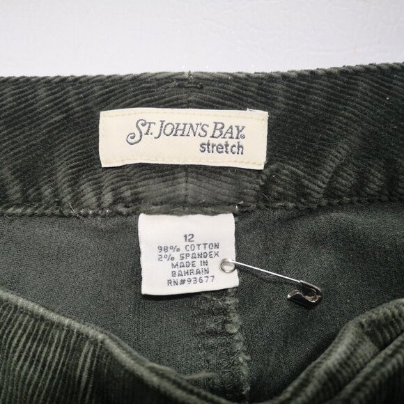 St. John's Bay Stretch Ladies Size 12 Olive Green Straight Legs Corduroy Pants - Picture 3 of 12